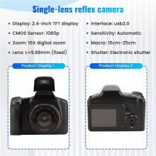 Portable Travel Vlog Camera Photography 16X Digital Zoom 1080P HD SLR Camera Anti-Shake Photo Cameras for Live Stream