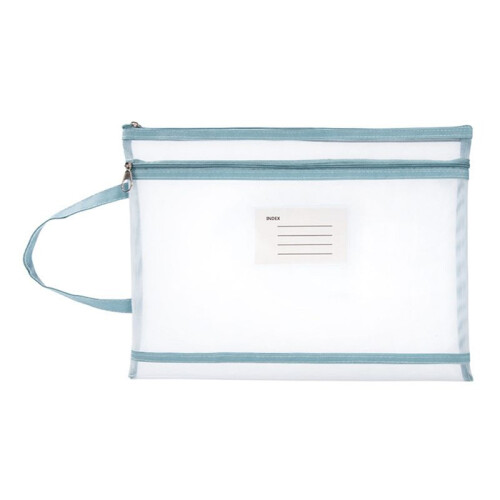3Pcs A4 Translucent A4 Document Bag Mesh Zipper Pouch Mesh Zip Folder Mesh Zip File Folders Bag 3 Colors 1