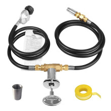 Brenneranschluss-Kit, Propan-Feuerstellenersatz mit 1/2-Zoll-Steuerventil-SchlüSselsatz, Einstellbarer Druckreglerschlauch
