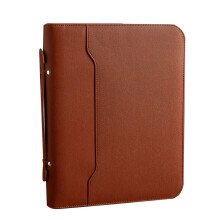 Zippered Portfolio Organizer, Leather Padfolio Binder, Professional Business Binder, Organizer for /Document (Brown)