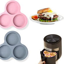 Silicone Air Fryer Egg Pan Reusable Air Fryer Egg Mold,Non-Stick Air Fryer Baking Pan,3 Cavity Silicone Muffin Pans 2Pc