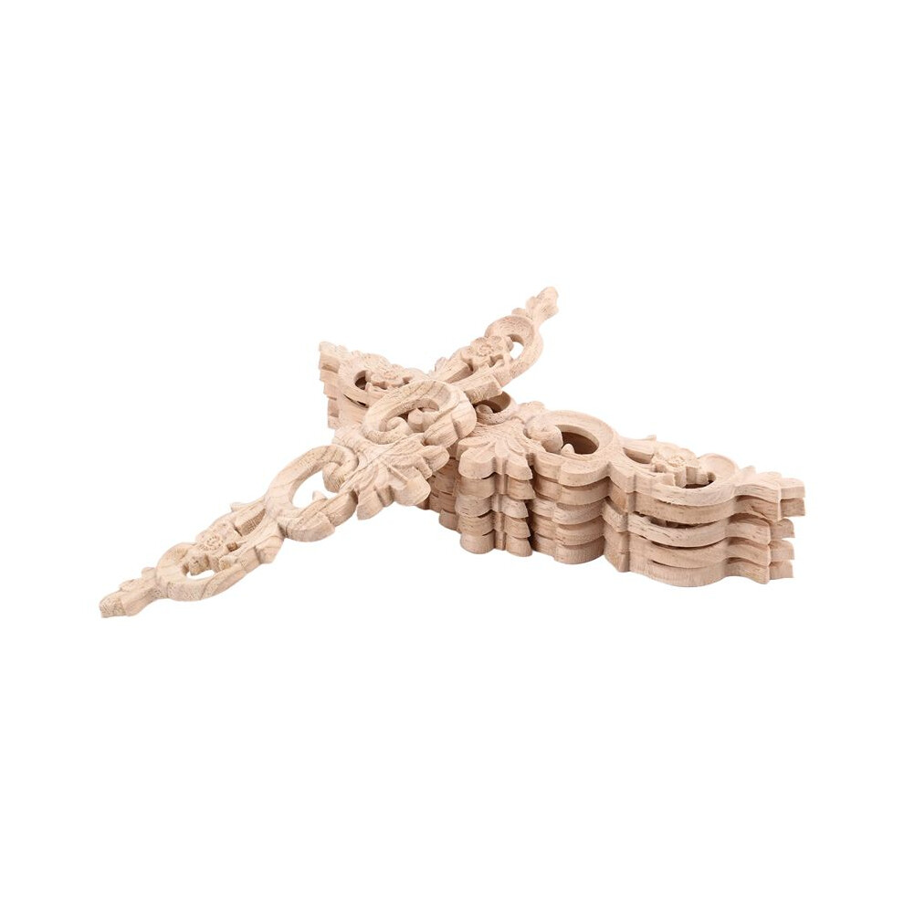 6Pcs Onlay Wood Mouldings Wood Applique Wood Decal Carved Unpainted Long Flower Rubber Wood Corner Furniture 6031437283739