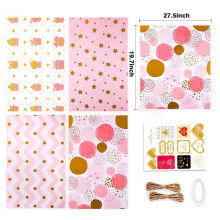Fogli Piegati per Ragazze nel Carta da Regalo di Compleanno nel Oro Rosa per Feste, Matrimoni, San-, Tutte Le Occasioni