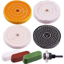 8Pcs 4 Inch Polishing Wheels Pad Denim Wheels with 3Pcs Polishing Compounds and 1/4 Inch Drill Shank for Bench Grinder