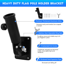 Flag Pole Holder Mounting Bracket Adjustable Flagpole Rod Hitch Bracket Multi-Position Flag Pole Mounting Bracket,Black