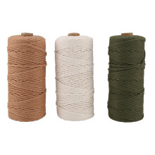 Macrame Yarn Set of 3 - Cotton Cord for DIY Projects Dream Catcher - Cotton Cord - White Olive Green