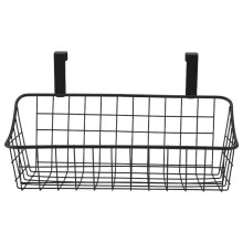 Cesta con Gancho Rejilla Cesta de Almacenamiento CuéLguela DetráS de una Puerta o en una Baranda, Sobre la Puerta del Gabinete, Negra