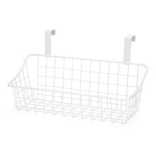 Basket with Hook Grid Storage Basket, Hang It Behind a Door or a Railing, over the Cabinet Door, White