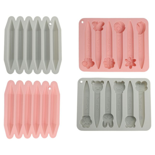 4 Pack Assorted Crayon Mold Cavities 3D Crayon Silicone Mold Triangle Crayon Mold Silicone Chocolate Making Mold