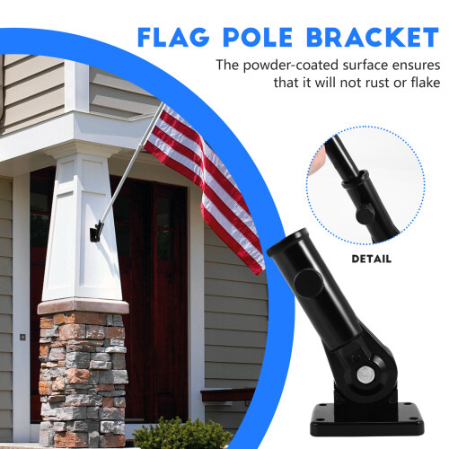 Flag Pole Holder Mounting Bracket Adjustable Flagpole Rod Hitch Bracket Multi-Position Flag Pole Mounting Bracket,Black 2