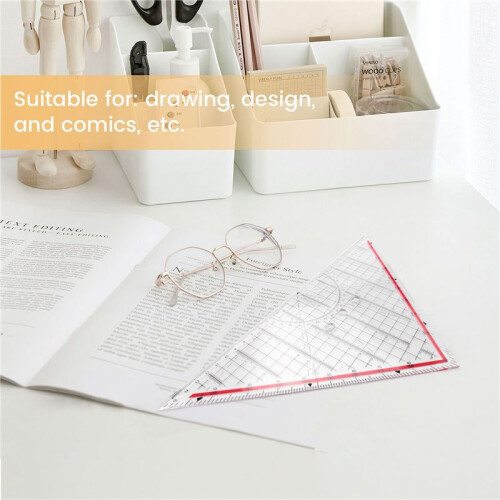 30CM Drawing Triangle Ruler Multi-Function Drawing Design Ruler with Handle Protractor Measurement Ruler Stationery 2