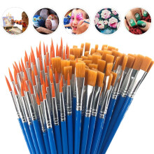120 Pcs Flat and Round Paint Brushes Set,Pointed Flat Nylon Hair Brushes for Acrylic Oil Watercolor Paint Party Painting