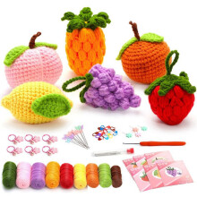 Complete Crochet Kits for Beginners, DIY 6 PCS Fruit Crochet Kit with Knitting Markers Easy Yarn , Instruction