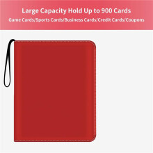 Trading Card Binder 900 Pockets, 9-Pocket Card Collection Binder,For Game/Football/Baseball Card Red