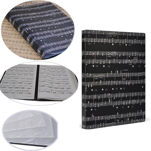 Music Sheet File Paper Storage Folder Documents Holder Blank Sheet Files Plastic A4 Size 40 Pockets (Music Sheet Black) 1