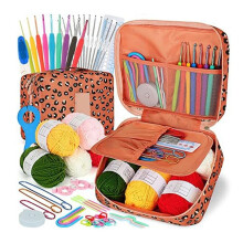Crochet Kit Beginners Crochet Hook Set,58PCS Portable Crochet Set Ergonomic Crochet Hooks Travel Crochet Supplies
