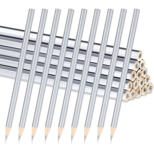 20 Pack Silver Welders Pencil Metallic Silver Marking Pencil for Construction Workers Metalwork Plumbers Framers 1