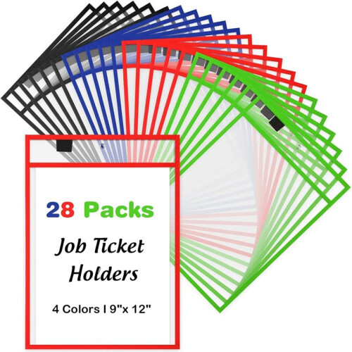 28Piece Work Note Holder Reusable Note Holder Pocket Plastic File Bag Dry Erase Sleeve for Teacher Office Organization E 2