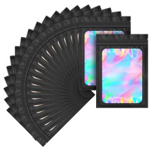 100 Stuks Mylar-Zakken, Holografische, Geurbestendige Verpakkingstas voor Kleine Bedrijven, Hersluitbare Zakjes (3X5 Inch)