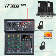 Professionelle Digitale DJ-Mixer-Konsole, 4-Kanal-Audiomixer mit USB-Anschluss, UnterstüTzt -Wiedergabe, Weiß
