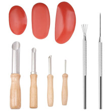 9PCS Clay Sculpting Tools Wooden Handle Pottery Carving Tool Kit Pottery Clay Trimming Tools