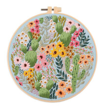 Stickset für Anfänger und Stickbegeisterte, Inklusive Blumenlandschaft mit Fadennadeln,C