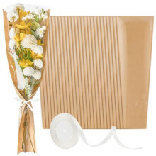 Paquet de 50 Pochettes de Fleurs pour Bouquets, Sac D'Emballage Floral en Papier avec Rubans pour Mariage de Fleuriste