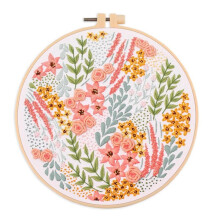 Borduurpakket voor Beginners en Borduurliefhebbers, Inclusief Bloemenlandschap met Draadnaalden,A