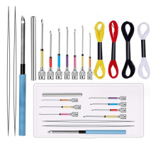 Embroidery Punch Needle Set 8pcs Stitching Punch Needles with 4 Color Threads Knitting Needles Art Handmade Sewing Tools