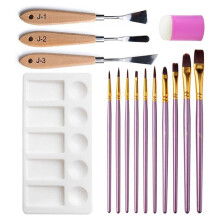 Herramienta de Pintura Al Óleo, Juego de 15 Piezas, Paleta Raspadora de Forma Especial, Sello de Esponja, Punta de Madera, Tiza de Agua Plana y