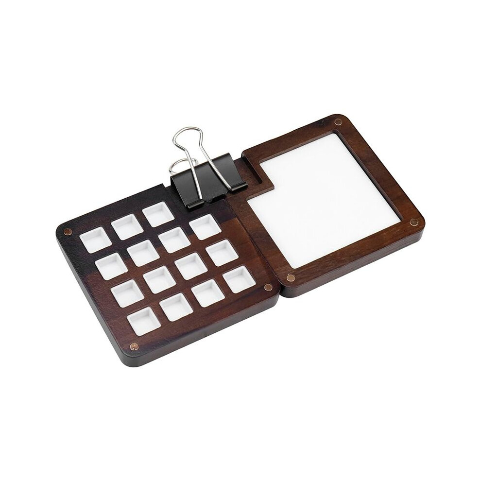 Gold Wooden Portable Sketchbook Palette 15 Grids Travel Paint Palette Portable Tin Empty Watercolor Palette