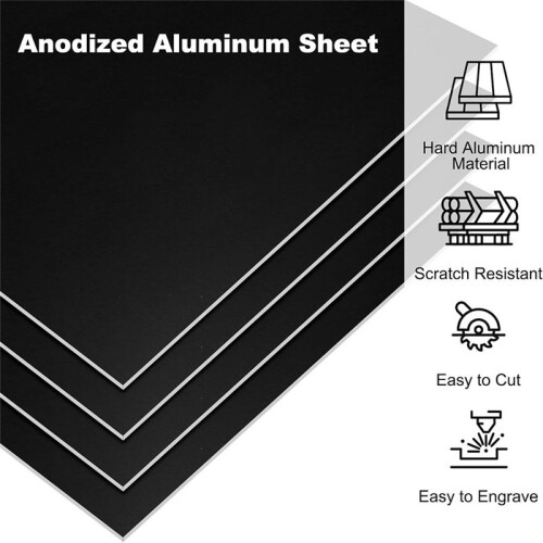 Folha de Alumínio Anodizado de 3,3x2,1x1/32 Polegadas, Placa de Alumínio Retangular de Metal de 10 Unidades com 0,8 mm de Espessura em Branco para 1