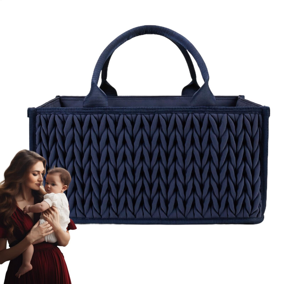 Portable Diaper Caddy Baby Organizer Basket For Diapers, Wipes, Lotion, Toys Diaper Organizer Storage Dark/Blue