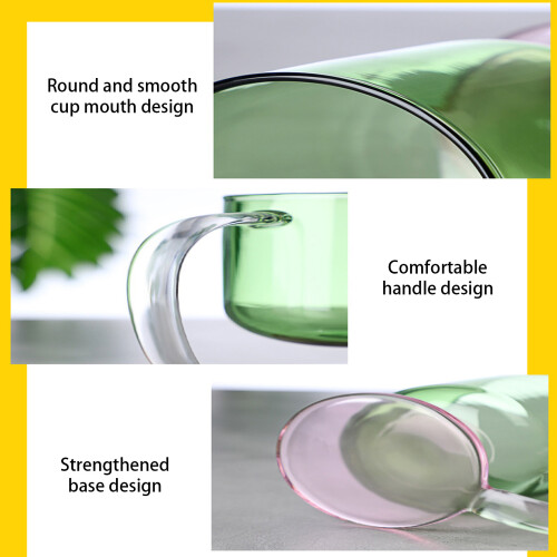 Clear Glass Cup with Base Floating Visual Heat-pink with blue 2