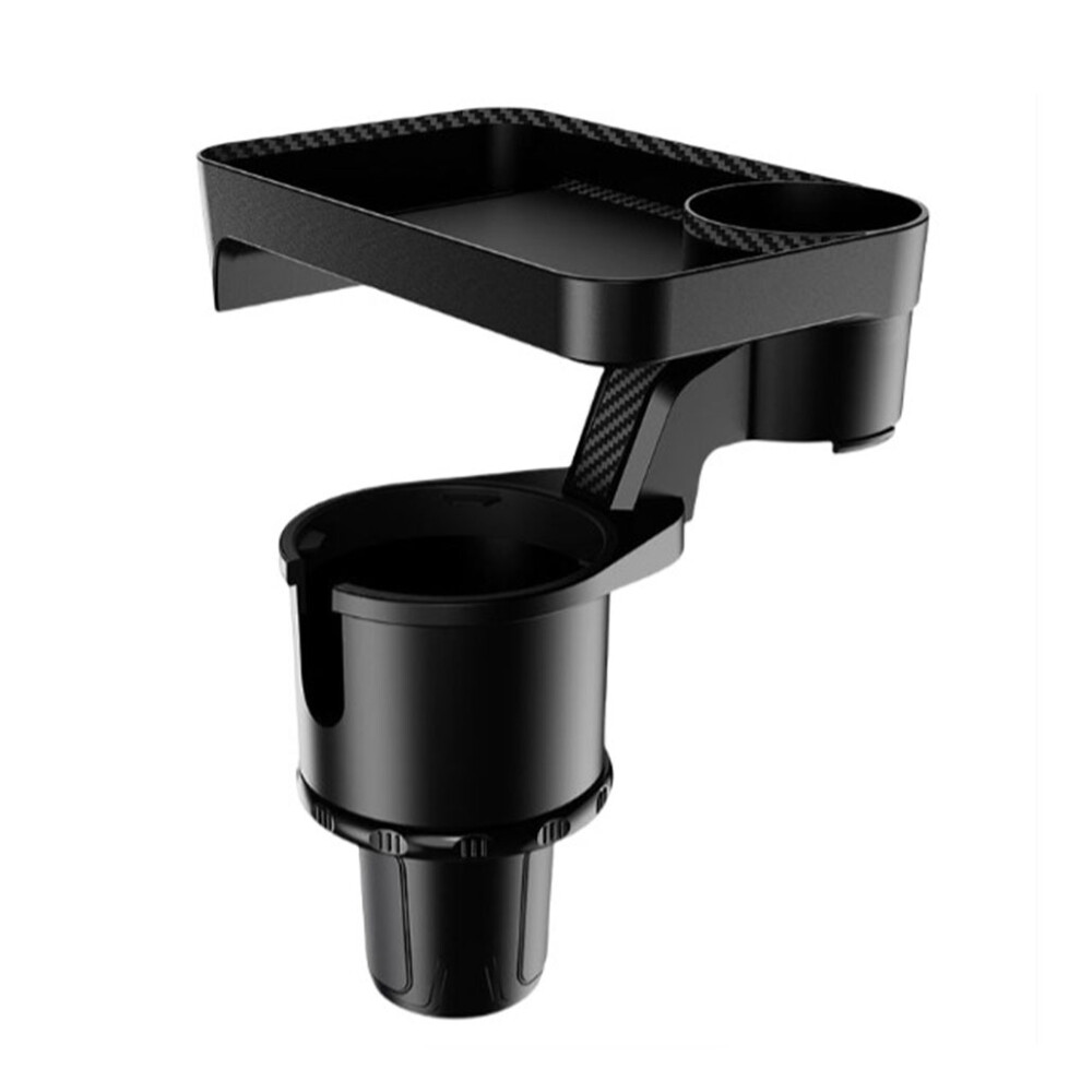 (L) Car Cup Holder with Attachable Tray 360 Swivel Support Organizer
