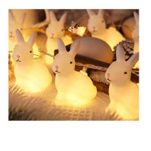 Easter Bunny String Light 10Ft 10LEDs Battery Operated Rabbit Shaped String Lights With Remote Timer Spring Decor