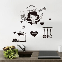 Happy Girl Koch liebt Kochen Wandaufkleber Restaurant Bar Küche Esszimmer Kühlschrank Lichtschalter Aufkleber DIY-Kunst Wohnkultur Wohnkultur