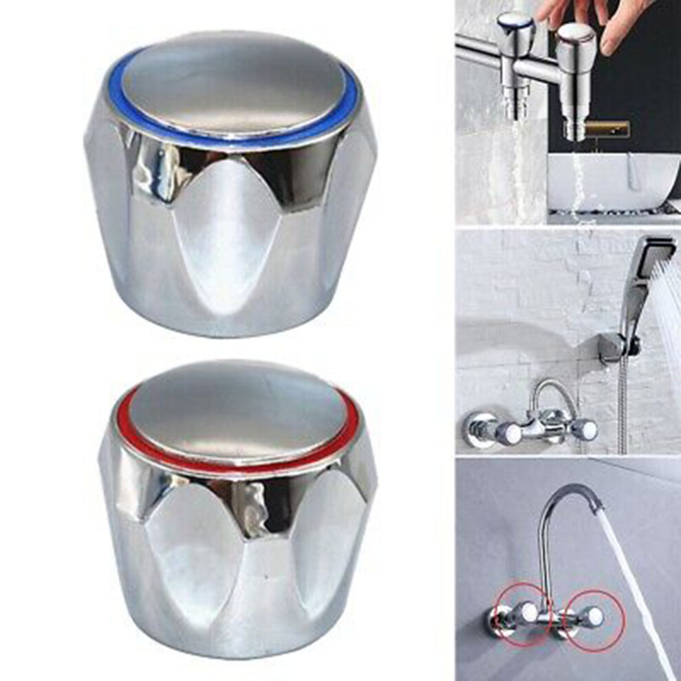 1Set Hot Cold Faucet Tap Handle Knob Covers Metal Chrome Plated Copper Faucet Cartridges Valve Replace Bathroom Kitchen Supplies 6935161445213