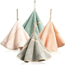 2 pièces de serviettes suspendues avec boucle suspendue, toison de corail absorbante, toilette épaisse et douce, serviette ronde à séchage rapide
