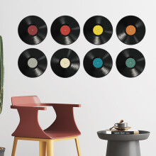 8PCS Vinyl Schallplatte Wandaufkleber Aufkleber Wandmalerei Wohnzimmer Schlafzimmer Random Style Bar Café Innenwand CD Wohndekoration