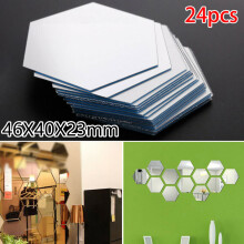 24 PCS 3D-Spiegel, sechseckige Wandaufkleber, abnehmbare Kunstaufkleber, Wohnzimmerdekoration, Wandgemälde DIY, kreative Montage 46x40x23mm,