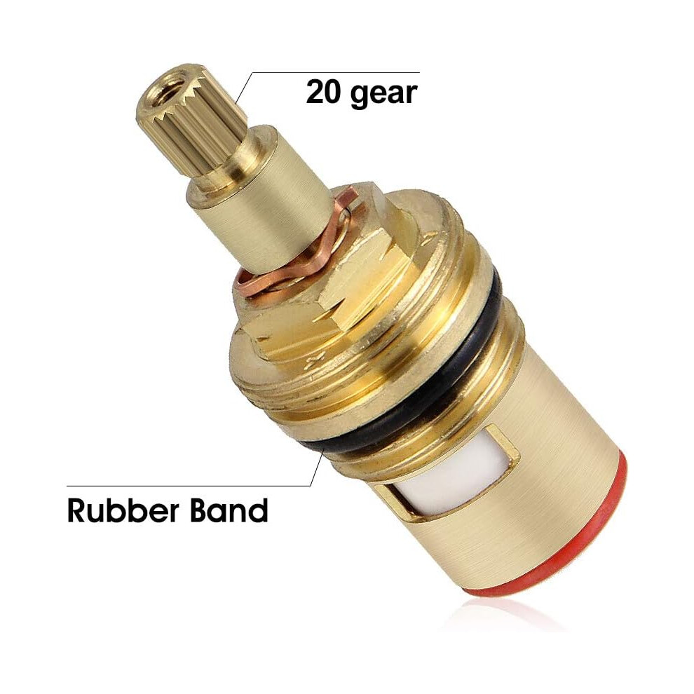 Efficient Basin Faucet Valve, Brass Ceramic Stem Cartridge with Quarter Turn Mechanism, Ensuring Quick Hot & Cold Water Switching (2Pcs)