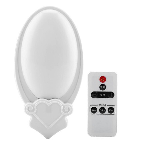 (As show, One size) 220V EU Plug without Pattern Smart 3-Color Night Light LED Lamp with Remote Control
