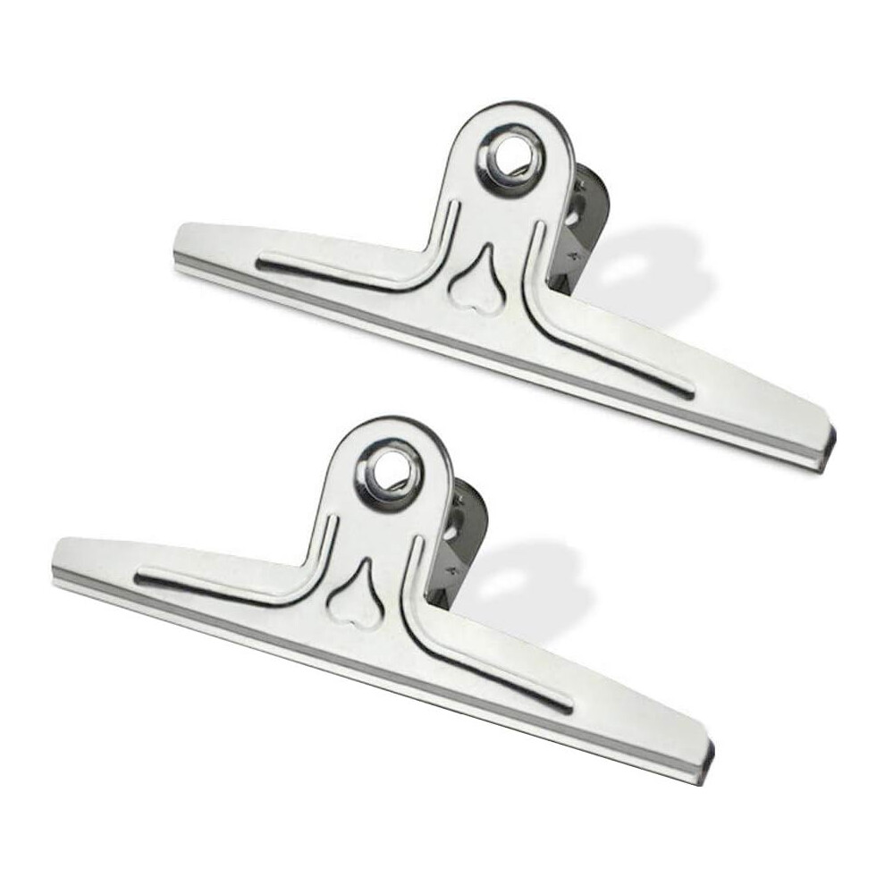 Extra Large Bulldog Clips For Convenient Hanging, Heavy-Duty Jumbo Bull Clips Stainless Steel Paper Clip Clamps Perfect For Outdoor Use (2Pcs) 9340258860034