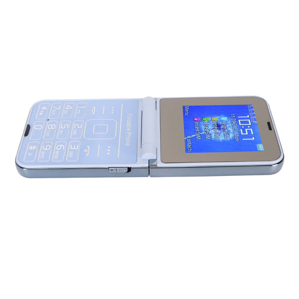 2.6In Flip Phone For Seniors 2G Dual Screen 4 Sim Slots Blue 3511369131566