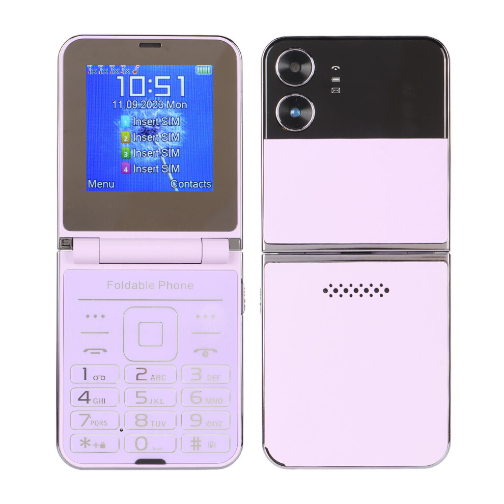 Flip Phone 2.6In Dual Display & Big Digits For Seniors 4 Sim Purple 9451369131460