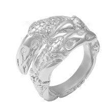 Trendy Textured Rings Adornment Adjustable Snake-steel color
