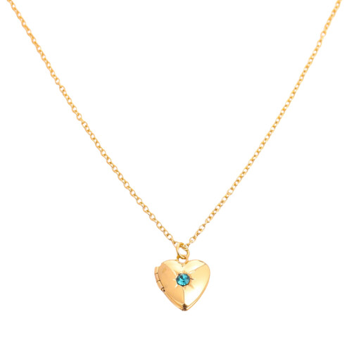 Collier en forme de cœur avec pierre de naissance,-Peut