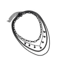 Verstellbare schwarze Stern-/Halbmond-Halsbandkette,-Stern