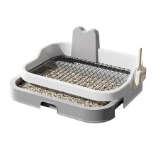 Dog Toilet Indoor Dog Potty Tray Removable Portable Anti Splashing Bedpan Puppy Pee Holder Training Pad Gray White